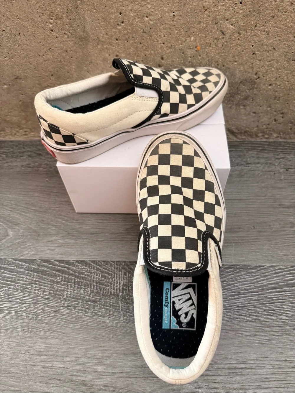 Vans Checkerboard Slip-On Loafers - Black & White